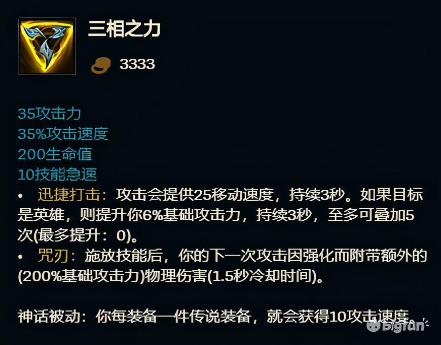 「英雄聯盟」S11全英雄神話裝備推薦，三相之力和不朽盾弓首選