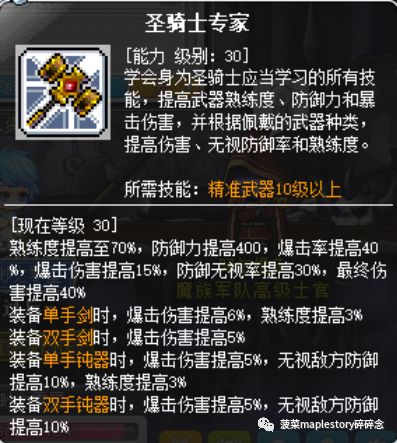冒險島職業攻略-圣騎士篇