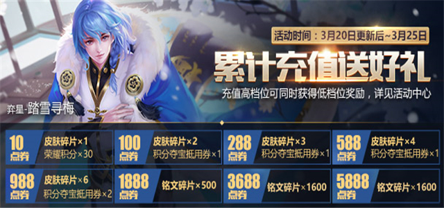 王者榮耀：累計充值活動正式開啟，未擁有張良也可以領取擁有禮包
