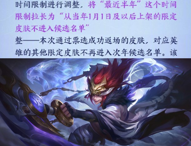 王者榮耀：投票返場最新規則公布，每年五款限定皮膚返場上架