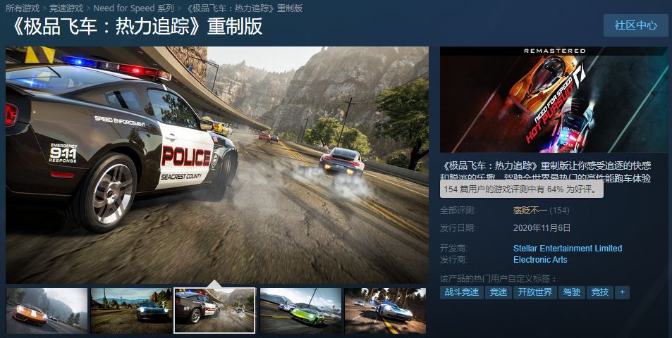 畫面沒提升還鎖60幀《極品飛車14》重制版褒貶不一