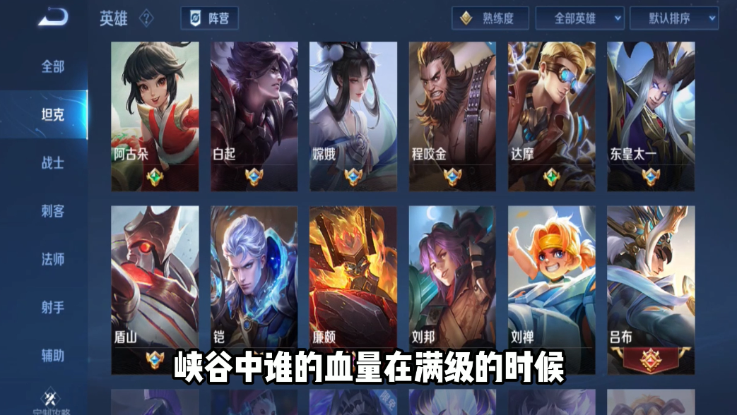 王者榮耀 英雄血量大比拼 看看滿級滿裝備后誰的血量最多