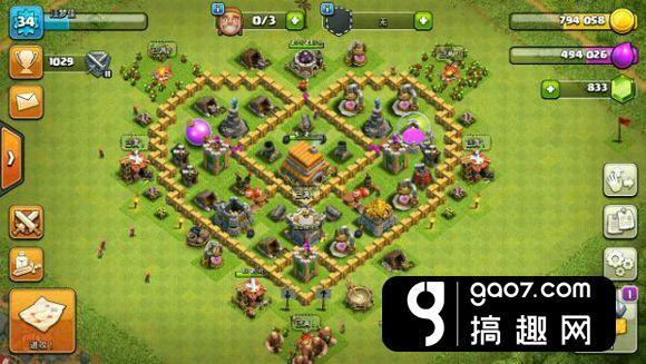 搞趣網:部落沖突6本怎么布陣 6本farm陣推薦