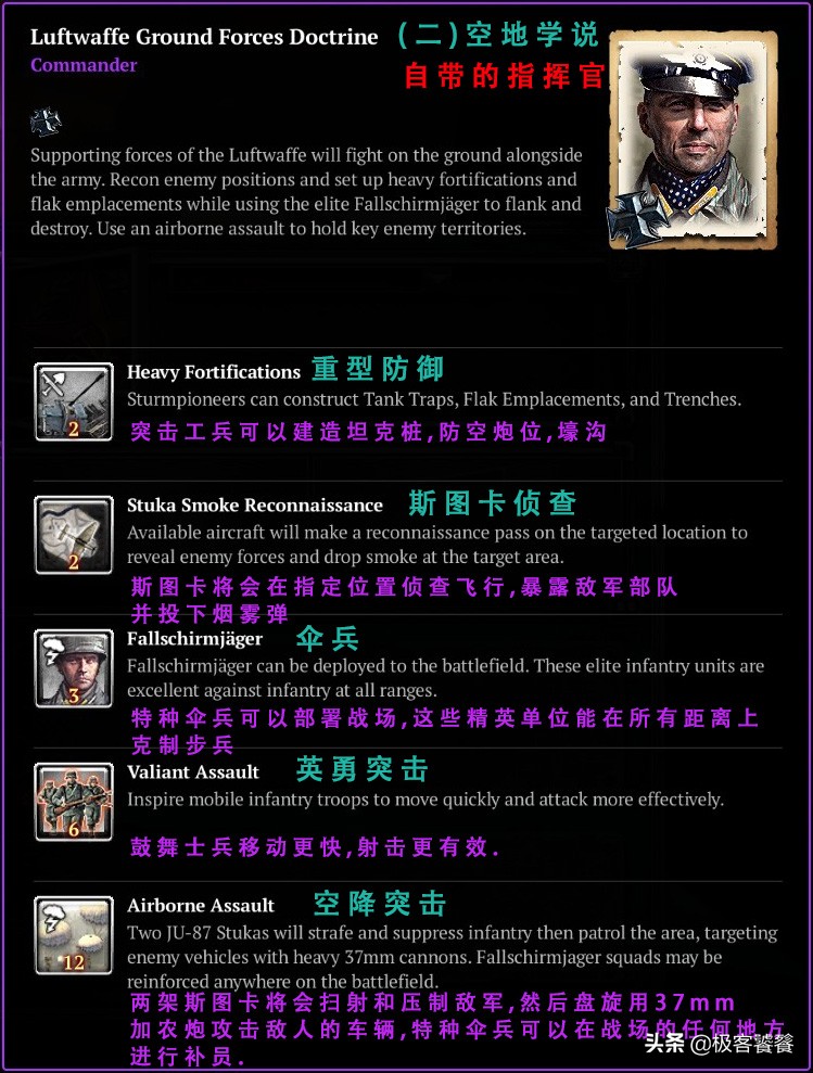 《英雄連2》中西德的指揮官都有哪些?技能是什么?
