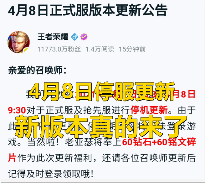 4月8日，王者榮耀新賽季真的來了！艾琳上線，老玩家有補償