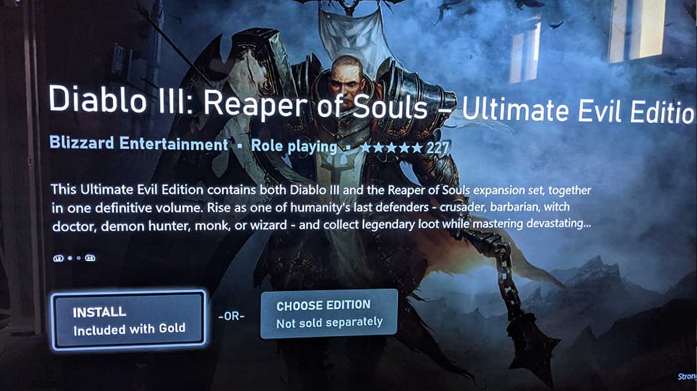 《暗黑破壞神3:奪魂之鐮 終極邪惡版》或成Xbox會免游戲