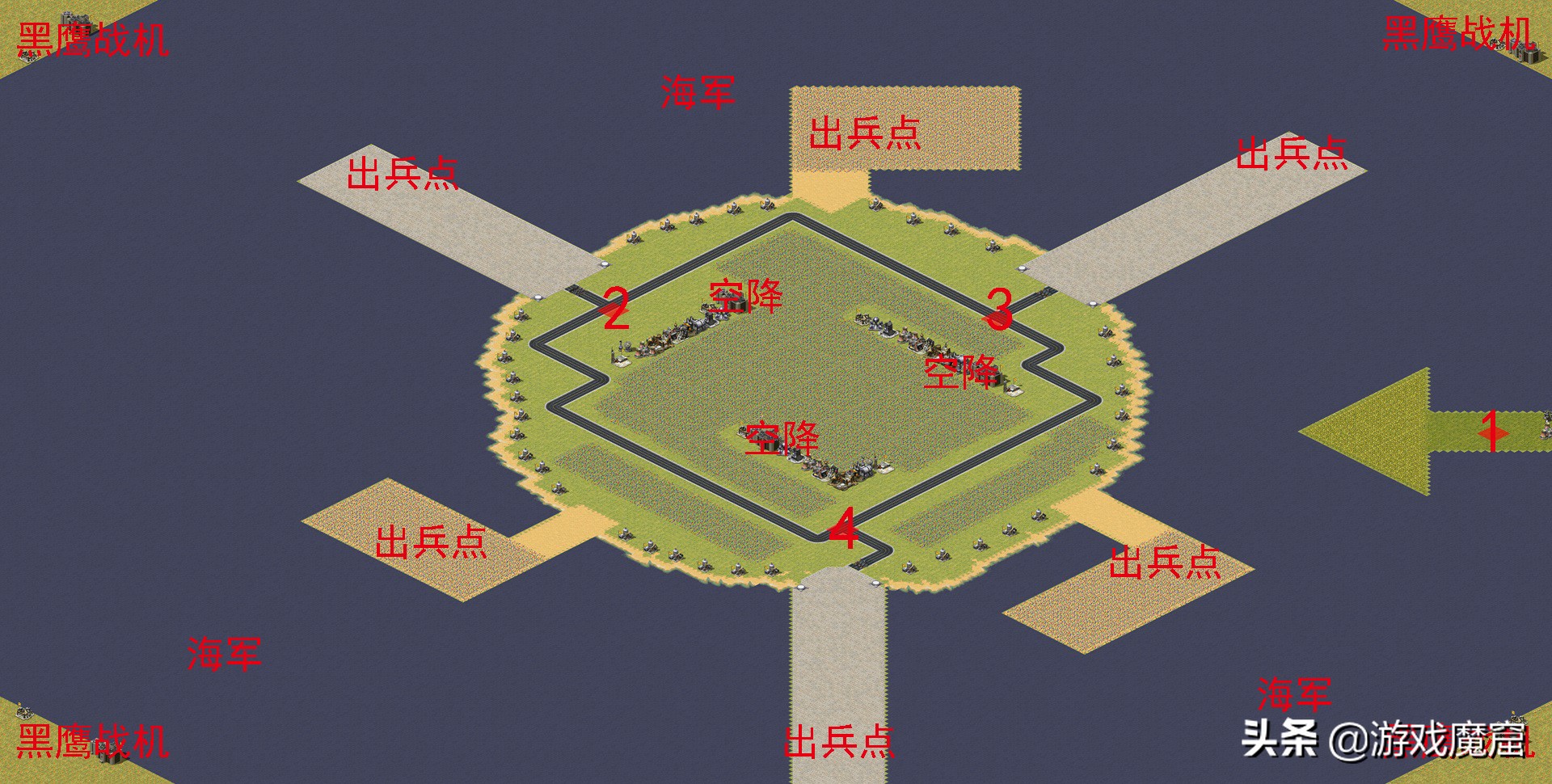 紅警77期-島嶼防御3人防守地圖