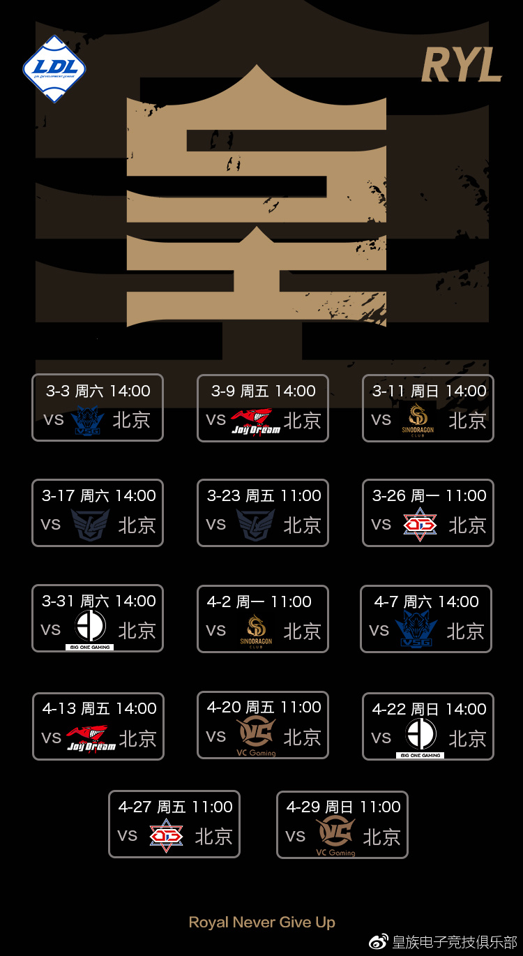 皇族俱樂部公布RYL戰隊大名單:陣容進行全新洗牌