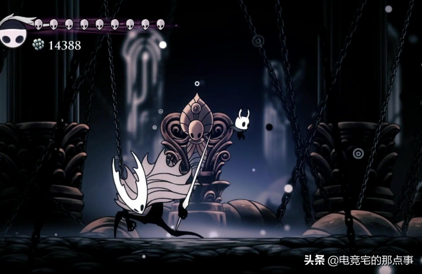 游戲《空洞騎士》，前期沒強化法術沒升級骨釘，頭鐵過去打吸血蟲