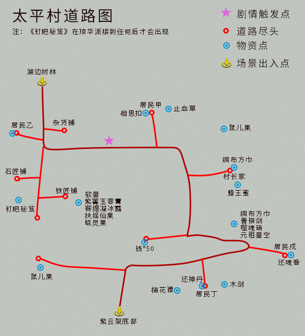 單機游戲《仙劍4》完整圖文攻略，詳細地圖物資標記