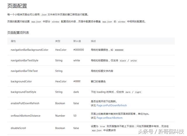 微信小程序之頁面配置介紹