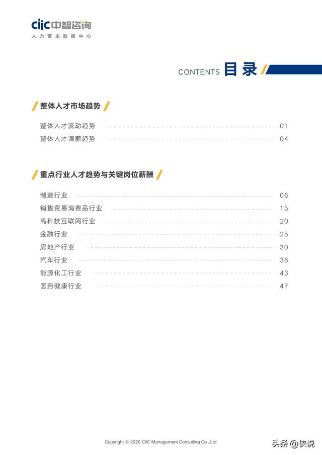 2020年重點行業薪酬趨勢指南(中智咨詢)