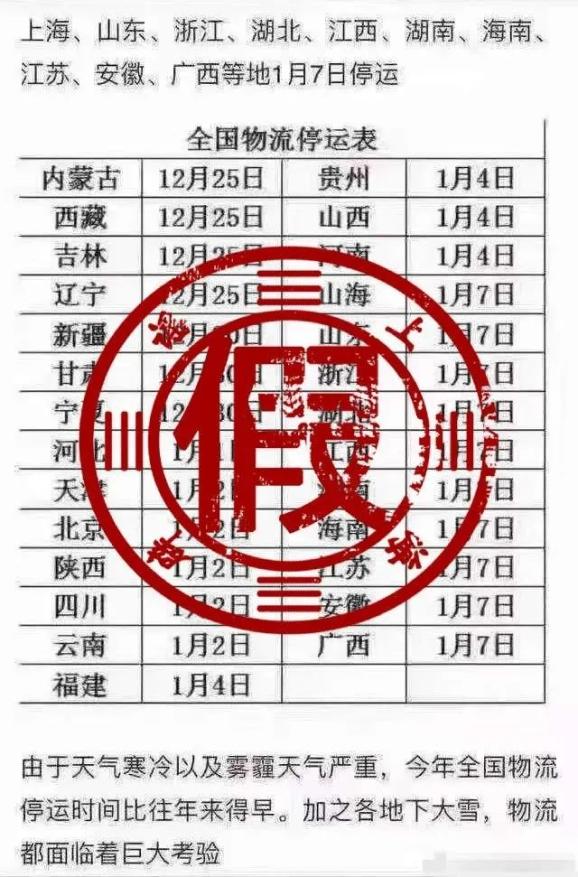 2021春節快遞停運時間表是真的嗎？春節物流停運什么時候開始？