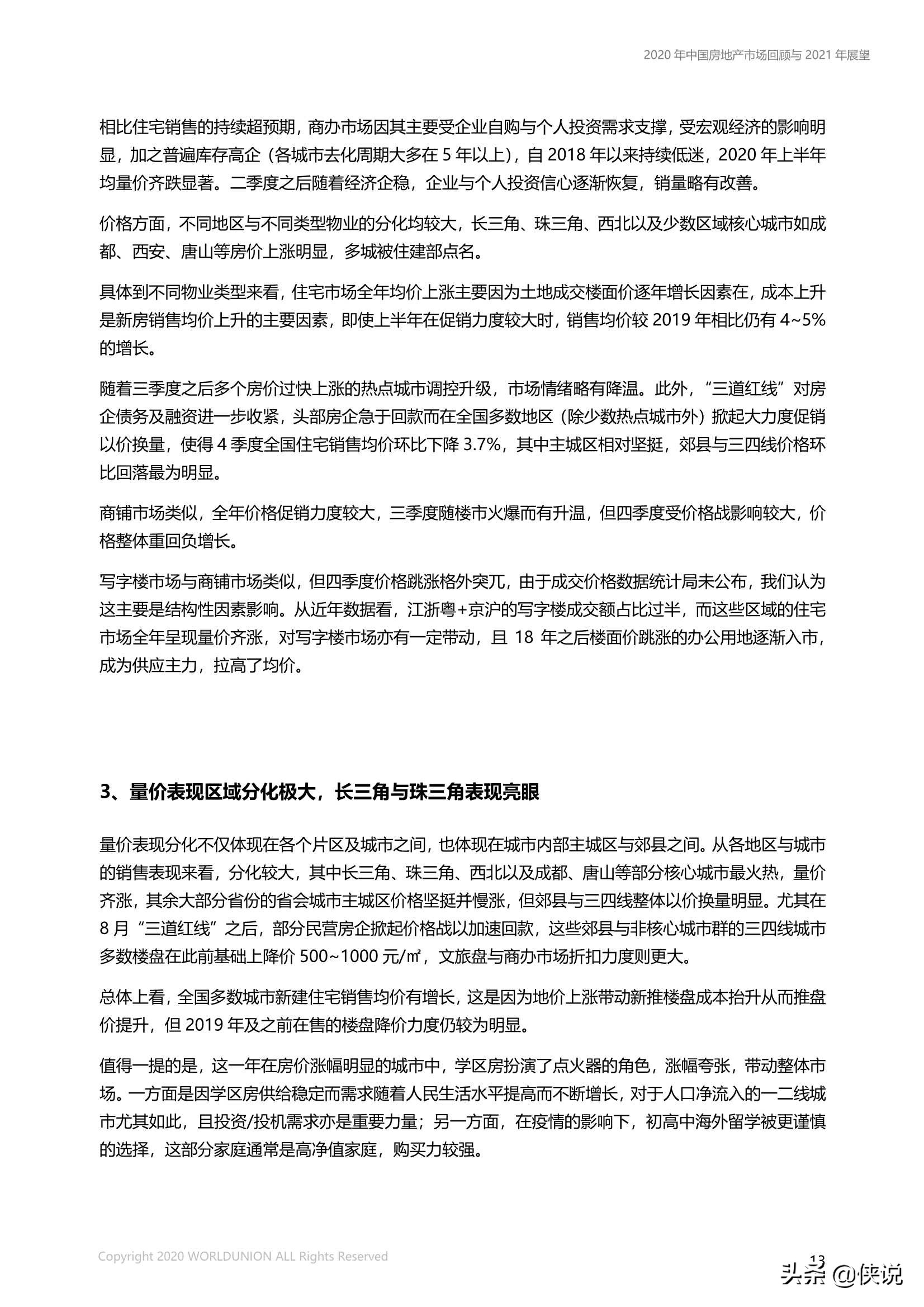 中國房地產市場2020年回顧與2021年展望（世聯行）