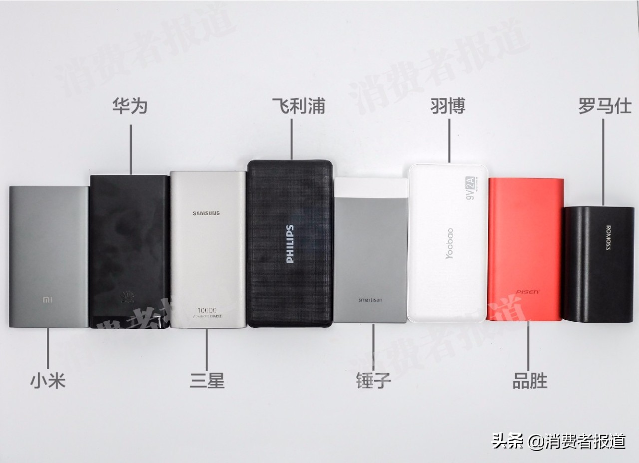 8款移動電源對比測評：錘子容量墊底，品勝充電慢