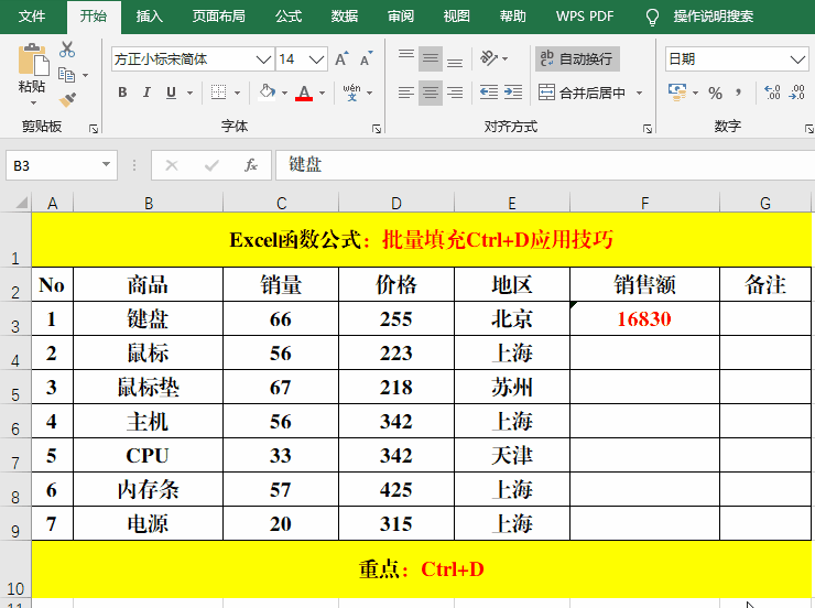 簡單高效的Excel快捷鍵Ctrl+D，你真的會使用嗎？