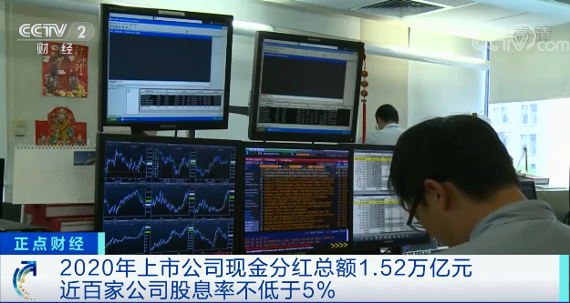 1.52萬億元！2020年上市公司現金分紅總額再創新高 近百家公司股息率不低于5%→