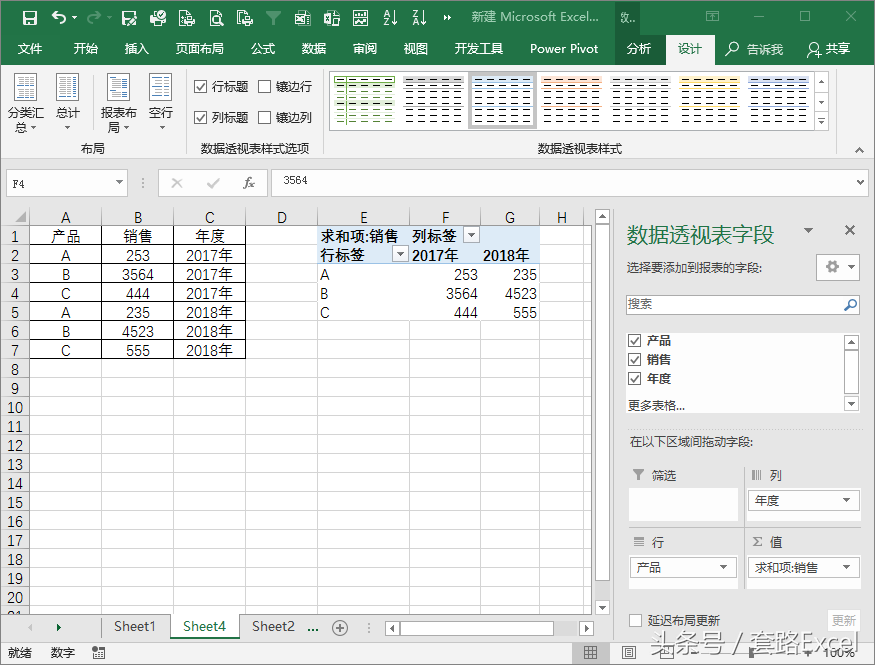透視表計算增長率和占比