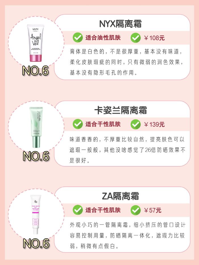 持久不脫妝隔離霜！來看看你的隔離霜排名