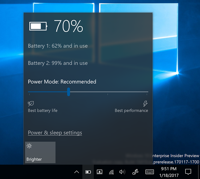 Windows 10將提供更方便的電源管理模式切換，滑一滑就搞掂