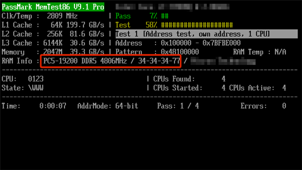 MemTest86內存測試軟件已支持DDR5:4800MHz起步