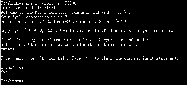 MYSQL 登錄與退出，查看當前數據庫