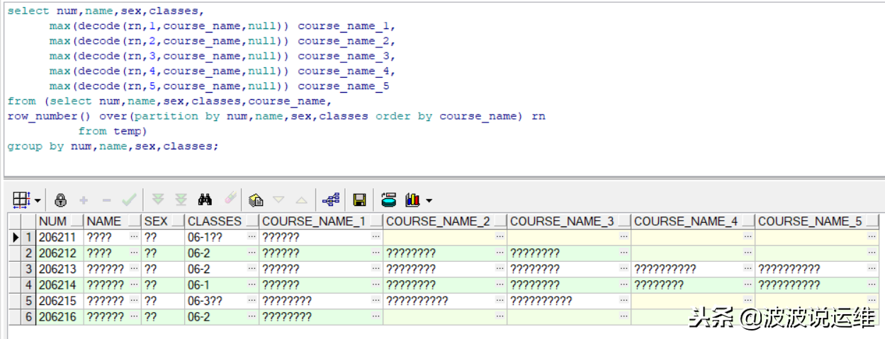 用ORACLE分析函數decode實現行列轉換
