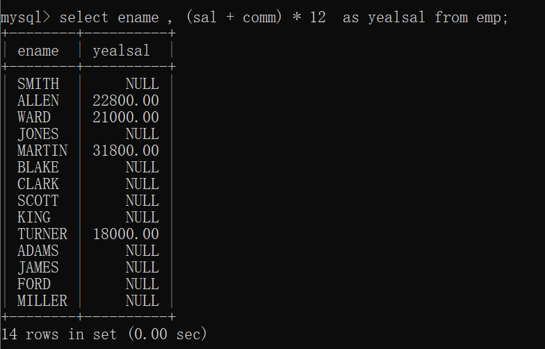 mysql 多行處理函數和單行處理函數