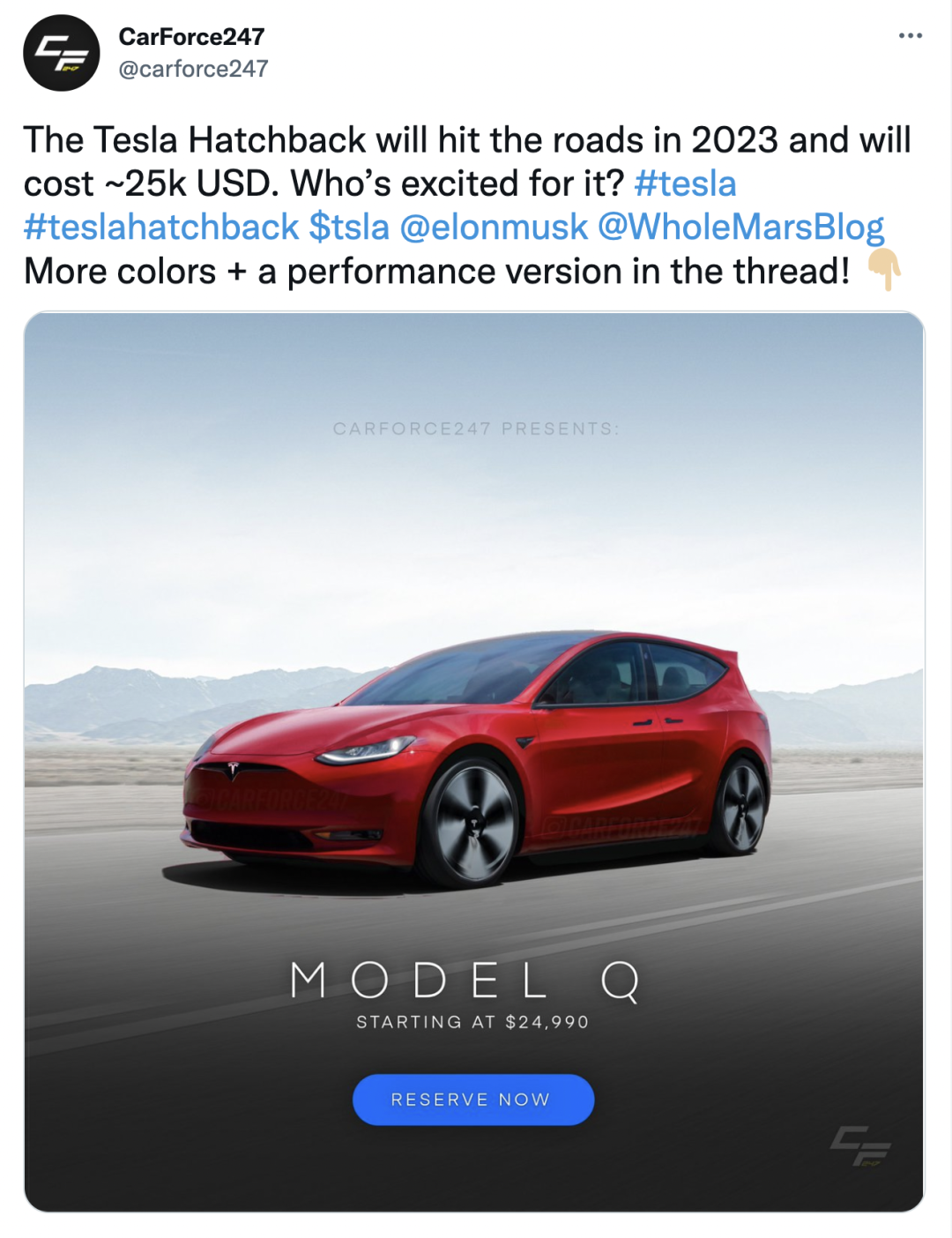 特斯拉新車Model Q曝光，或2.5萬美元起售