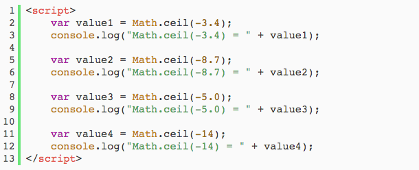JavaScript數字向上取整:Math對象的ceil()方法