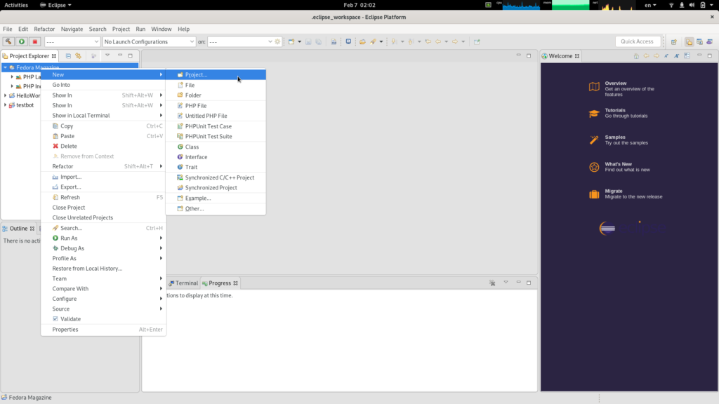 使用 Eclipse 在 Fedora 上進行 PHP 開發