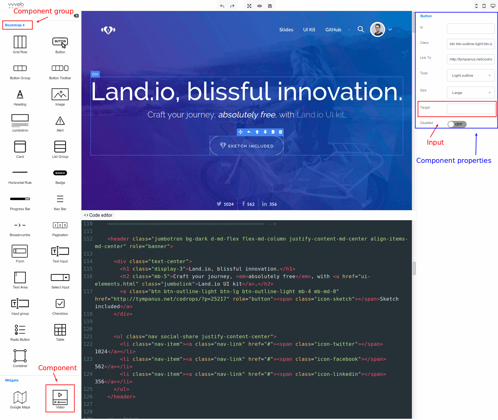 網頁設計，使用拖拽的方式生成網頁！JavaScript庫——VvvebJs