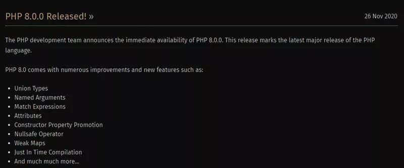原來 PHP 8 都正式發布了