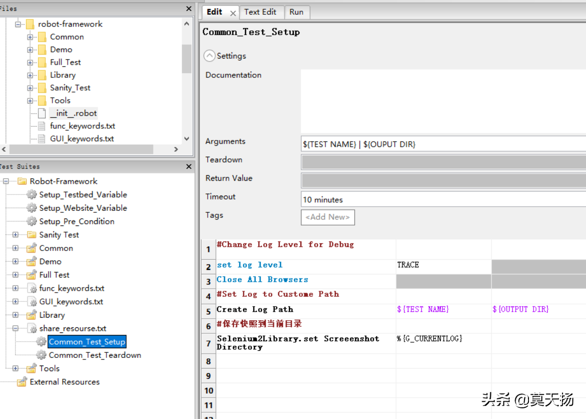 Robotframework環境搭建之Test Setup & Teardown
