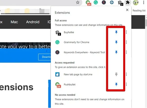 如何將擴展固定到 Google Chrome 工具欄